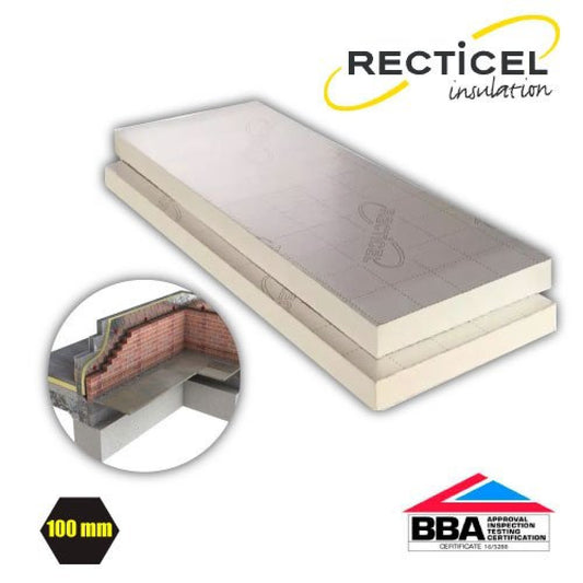 100mm Recticel Eurothane GP PIR Insulation Board 2400mm x 1200mm x 100mm